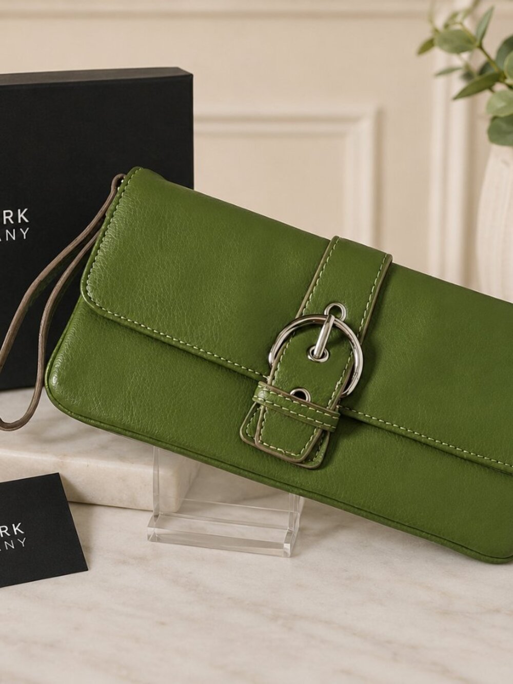Chic Olive Green Buckle Clutch / Wristlet
